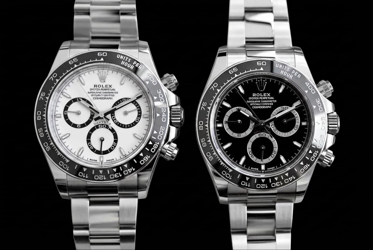 Comparison of Rolex Panda and Reverse Panda Daytona dial configurations